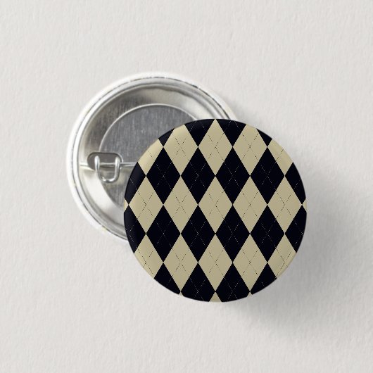 Black and Cream Argyle Button (Voorkant /achterkant)