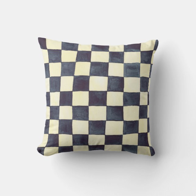 Black and Cream Check Pillow Kussen (Voorkant)