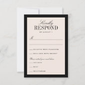 Black and Cream Classic Elegant Wedding RSVP Kaartje (Voorkant)