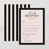 Black and Cream Classic Elegant Wedding RSVP Kaartje (Voorkant / Achterkant)