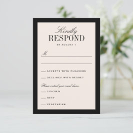 Black and Cream Classic Elegant Wedding RSVP Kaartje