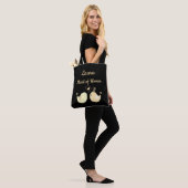 Black and Cream Cute Maid of Honor Tote Bag (Op model)