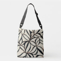 Black and Cream Floral Crossbody Tas