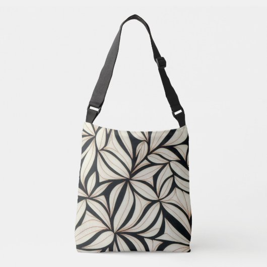 Black and Cream Floral Crossbody Tas (Voorkant)