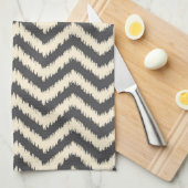 Black and Cream Ikat Chevron Theedoek (Quarter Fold)