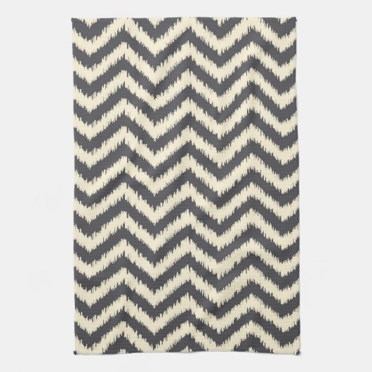 Black and Cream Ikat Chevron Theedoek (Verticaal)