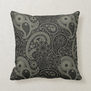 Black and Cream Paisley Kussen
