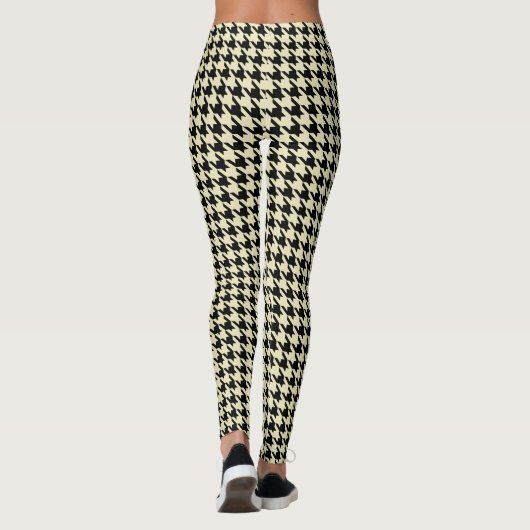 Black and Cream Pied De Poule Houndstooth Leggings (Achterkant)