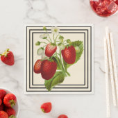 Black and Cream Strawberry Wedding Napkins Servet (Insitu)