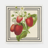 Black and Cream Strawberry Wedding Napkins Servet (Voorkant)