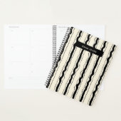 Black and Cream Stripes Fun Simple Elegant Custom Planner (Display)