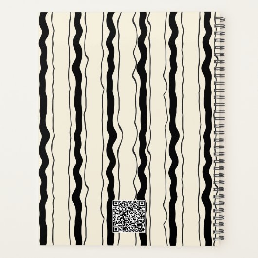 Black and Cream Stripes Fun Simple Elegant Custom Planner (Achterkant)
