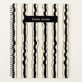 Black and Cream Stripes Fun Simple Elegant Custom Planner (Voorkant)