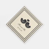 Black and Cream Swedish Love Bird Wedding Napkins Servet (Hoek)