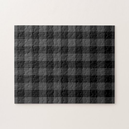 Black and Dark Grey Gingham Check Pattern Legpuzzel (Horizontaal)