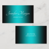 Black and Dark Turquoise Elegant Ombre Visitekaartje (Voorkant / Achterkant)