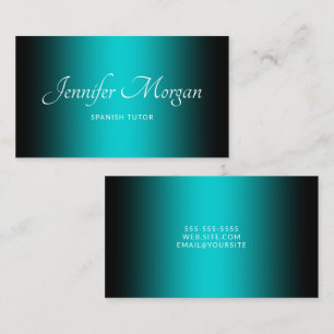 Black and Dark Turquoise Elegant Ombre Visitekaartje