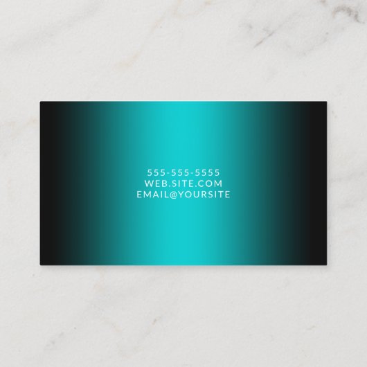 Black and Dark Turquoise Elegant Ombre Visitekaartje (Achterkant)