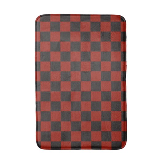 Black and Deep red checkerboard pattern Badmat (Voorkant Verticaal)