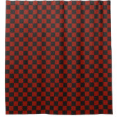 Black and Deep red checkerboard pattern Douchegordijn (Voorkant)