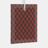 Black and Deep red checkerboard pattern Glas Ornament (Voorkant Rechts)
