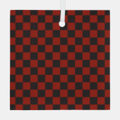 Black and Deep red checkerboard pattern Glas Ornament (Achterkant)