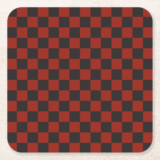 Black and Deep red checkerboard pattern Kartonnen Onderzetters (Voorkant)