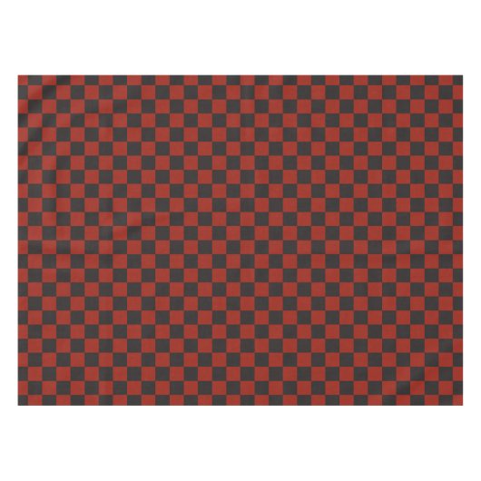 Black and Deep red checkerboard pattern Tafelkleed (Voorkant (Horizontaal))