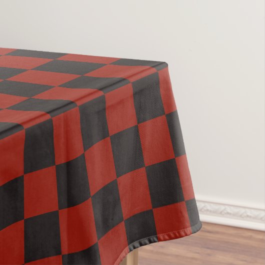 Black and Deep red checkerboard pattern Tafelkleed (Voorbeeld)