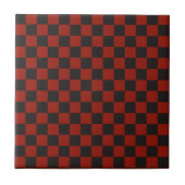 Black and Deep red checkerboard pattern Tegeltje (Voorkant)