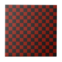 Black and Deep red checkerboard pattern Tegeltje