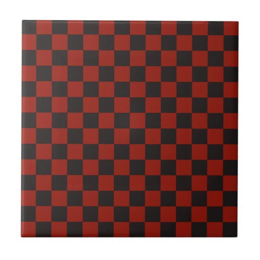 Black and Deep red checkerboard pattern Tegeltje (Voorkant)