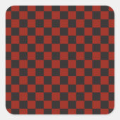 Black and Deep red checkerboard pattern Vierkante Sticker (Voorkant)