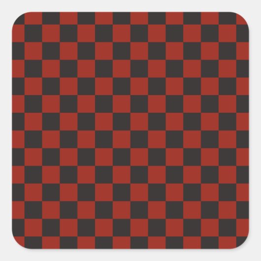 Black and Deep red checkerboard pattern Vierkante Sticker (Voorkant)