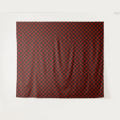 Black and Deep red checkerboard pattern Wandkleed (Voorkant (horizontaal))