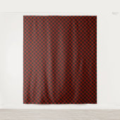 Black and Deep red checkerboard pattern Wandkleed (Voorkant)