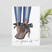 Black and Denim Fashionista Bachelorette Kaart (Staand voorkant)