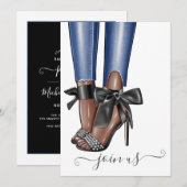 Black and Denim Fashionista Bachelorette Kaart (Voorkant / Achterkant)