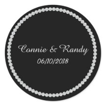 Black and Diamond Monogram Wedding Sticker