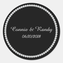 Black and Diamond Monogram Wedding Sticker