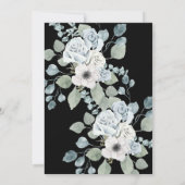 Black and Dusty Blue Floral | Waterverf bruiloft Kaart (Achterkant)