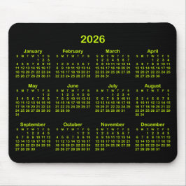 Black and Electric Lime 2026 Calendar Muismat