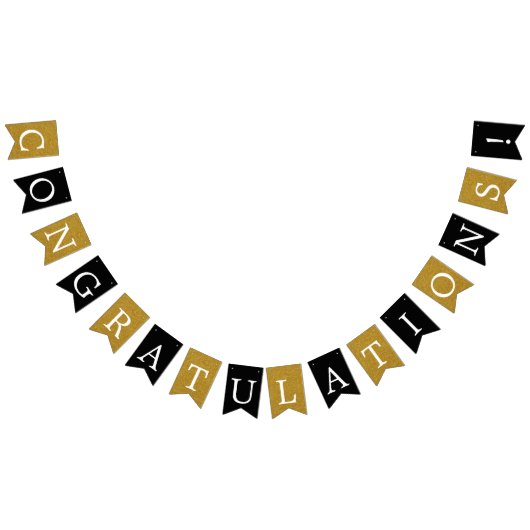 Black and Faux Gold Felicitaties Banner (Alle)