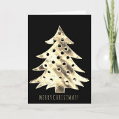 Black and Faux Gold Foil Kerstboom Elegant Feestdagen Kaart (Voorkant)