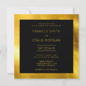 Black and Faux Gold Foil Modern Wedding Kaart (Voorkant)