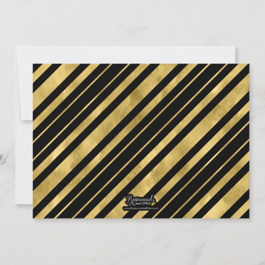 Black and Faux Gold Geometric Photo Afstudeerder P Kaart (Achterkant)