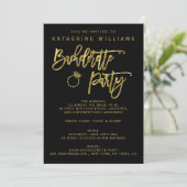 Black and Faux Gold vrijgezellenfeest uitnodiging (Staand voorkant)