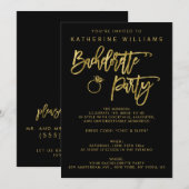 Black and Faux Gold vrijgezellenfeest uitnodiging (Voorkant / Achterkant)