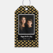 Black and Faux Golden Folie Hearts Moederdag Cadeaulabel (Voorkant)