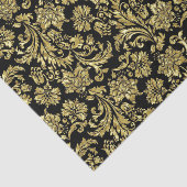 Black and Faux Metallic Gold Floral Damaskers Tissuepapier (Detail)